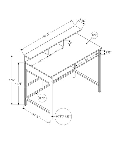 Computer Desk - 48"L / Black / Black Standing Height - I 7700