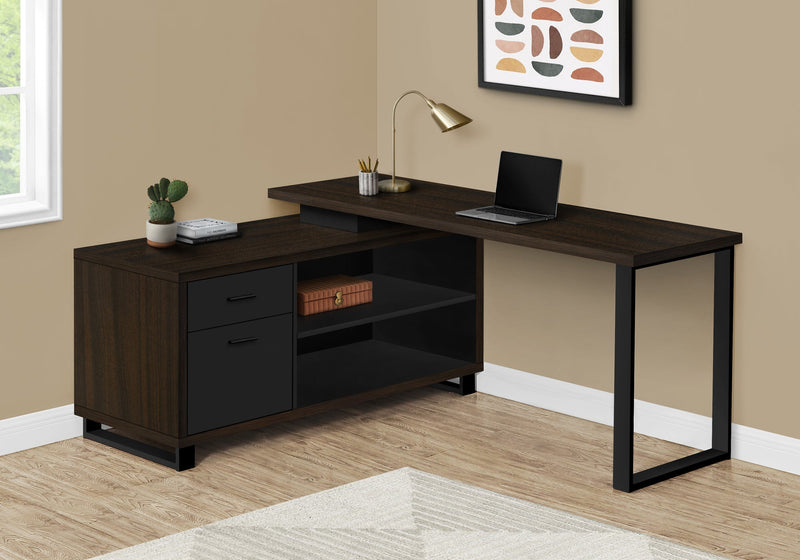 Computer Desk - 72"L Espresso / Black Executive Corner - I 7710