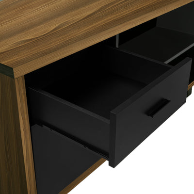 Computer Desk - 72"L Walnut / Black Executive Corner - I 7711