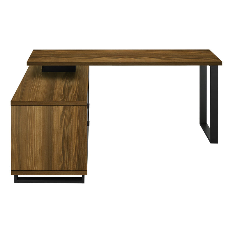 Computer Desk - 72"L Walnut / Black Executive Corner - I 7711