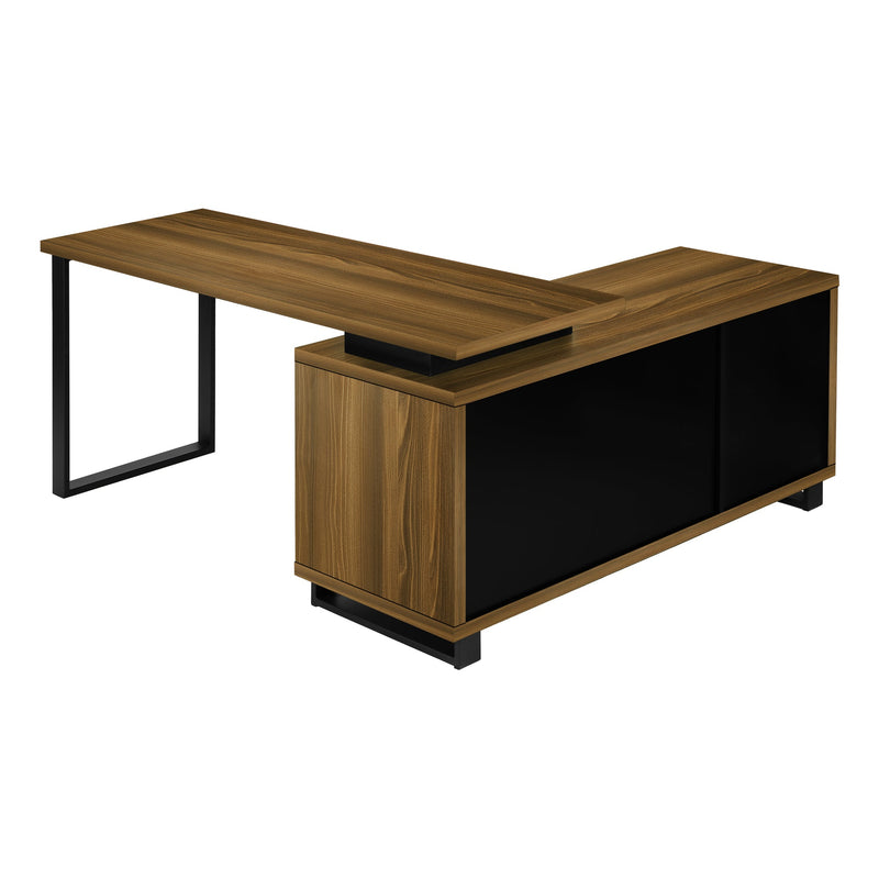 Computer Desk - 72"L Walnut / Black Executive Corner - I 7711