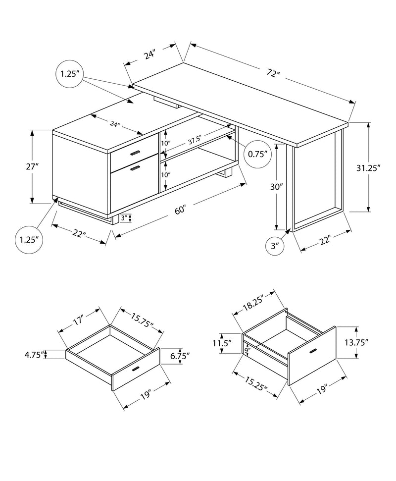 Computer Desk - 72"L Reclaimed / Black Executive Corner - I 7712