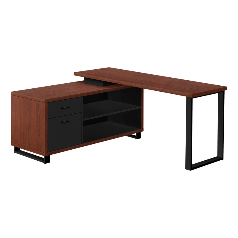 Computer Desk - 72"L Cherry / Black Executive Corner - I 7713