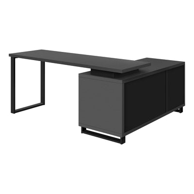 Computer Desk - 72"L Modern Grey / Black Executive Corner - I 7715