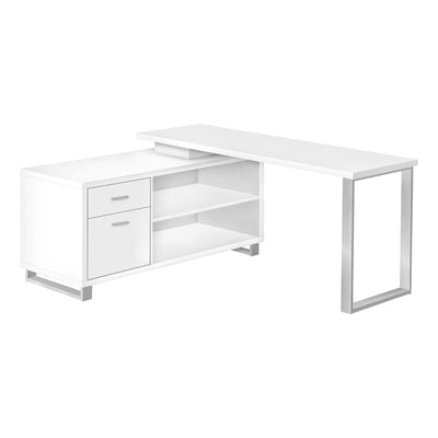 Computer Desk - 72"L White / Silver Executive Corner - I 7716