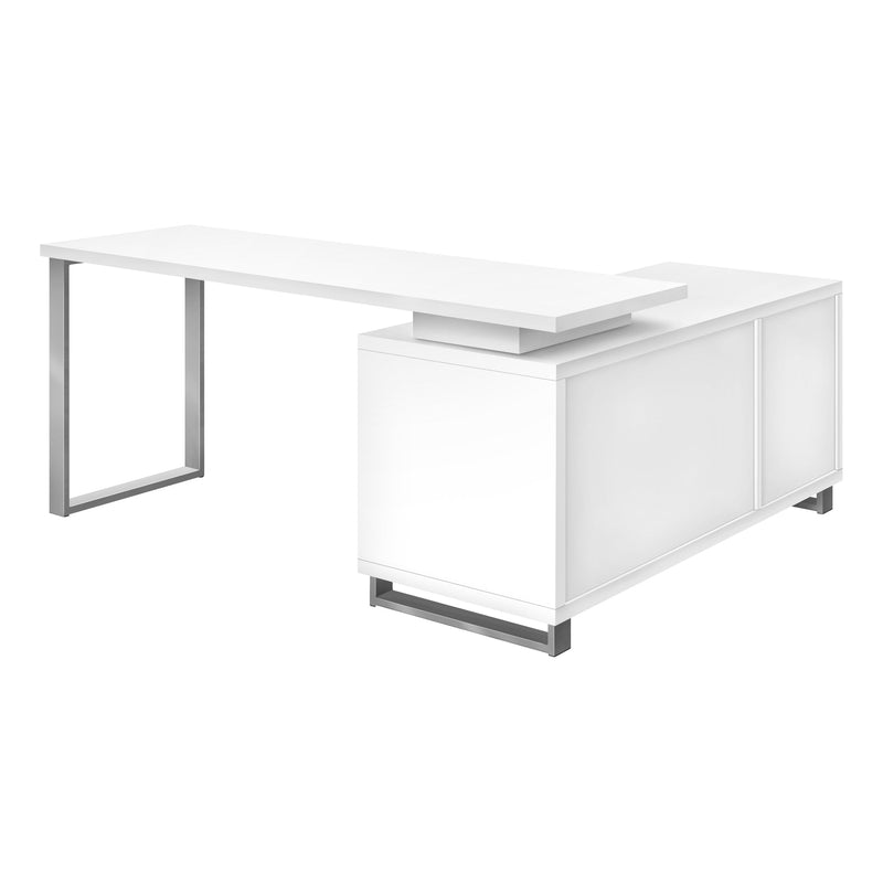 Computer Desk - 72"L White / Silver Executive Corner - I 7716