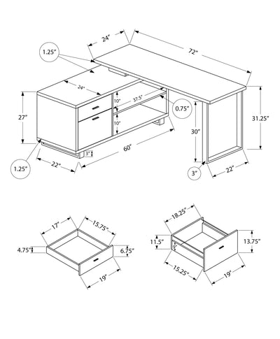 Computer Desk - 72"L White / Silver Executive Corner - I 7716