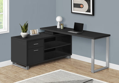 Computer Desk - 72"L Black / Silver Executive Corner - I 7717