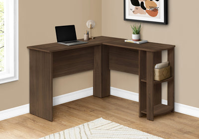 Computer Desk - Dark Walnut L-Shaped Corner / 2 Shelves - I 7721