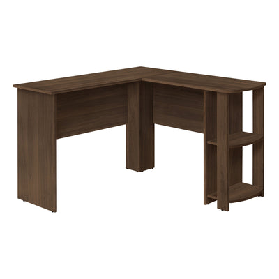 Computer Desk - Dark Walnut L-Shaped Corner / 2 Shelves - I 7721