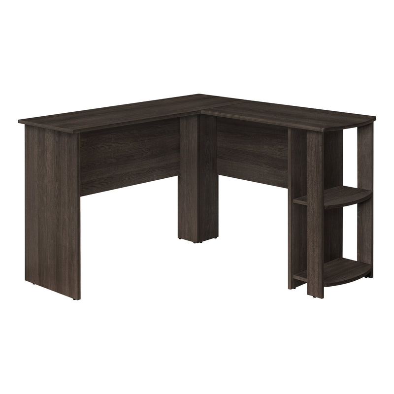 Computer Desk - Brown Oak L-Shaped Corner / 2 Shelves - I 7722