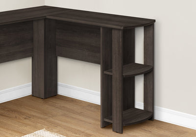 Computer Desk - Brown Oak L-Shaped Corner / 2 Shelves - I 7722