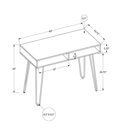 Computer Desk - 40"L / White / White Metal - I 7770