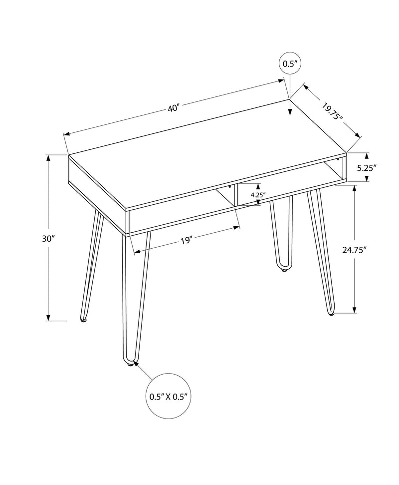 Computer Desk - 40"L / White / White Metal - I 7770