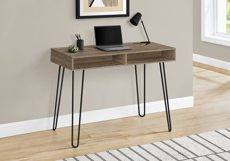 Computer Desk - 40"L / Dark Taupe / Black Metal - I 7772