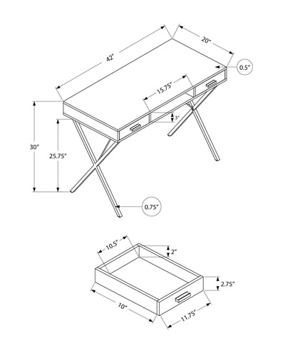 Computer Desk - 42"L / White / Black Metal - I 7790