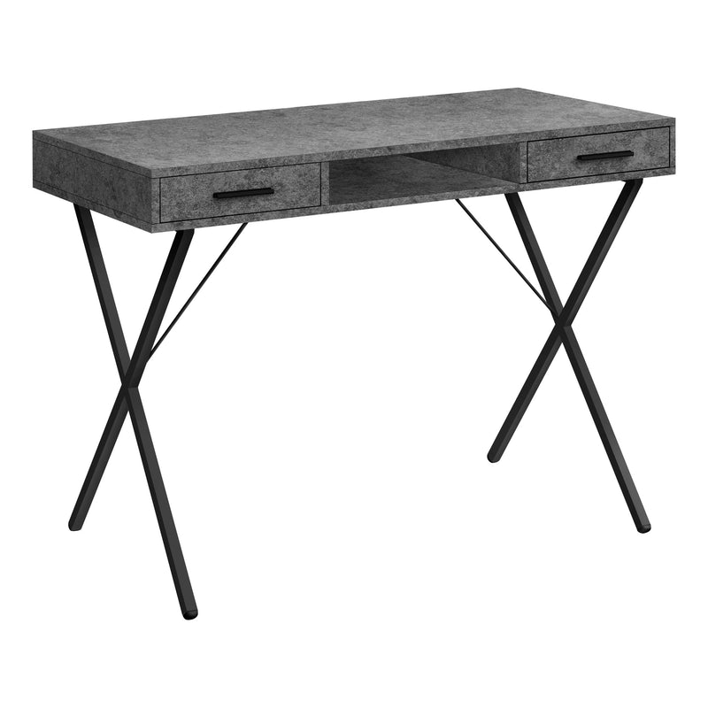 Computer Desk - 42"L / Grey Stone-Look / Black Metal - I 7795