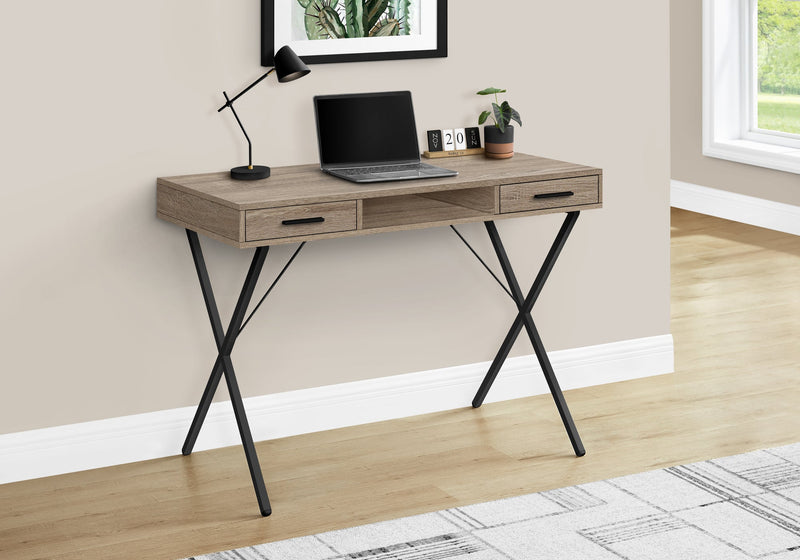 Computer Desk - 42"L / Dark Taupe / Black Metal - I 7796