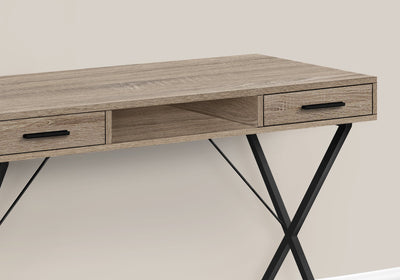 Computer Desk - 42"L / Dark Taupe / Black Metal - I 7796