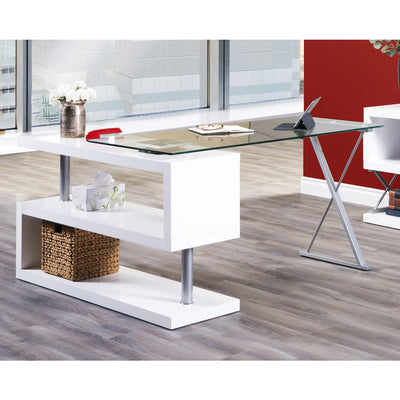 Torino Swivel Computer Desk in White Glossy Finish - MA-739WT-15