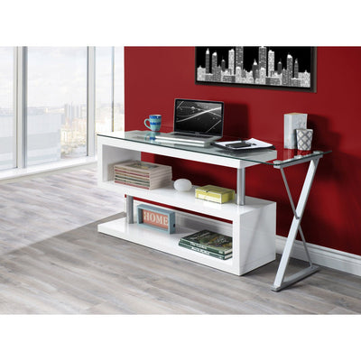 Torino Swivel Computer Desk in White Glossy Finish - MA-739WT-15