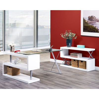 Torino Swivel Computer Desk in White Glossy Finish - MA-739WT-15