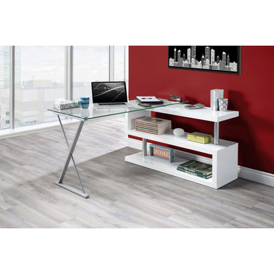 Torino Swivel Computer Desk in White Glossy Finish - MA-739WT-15