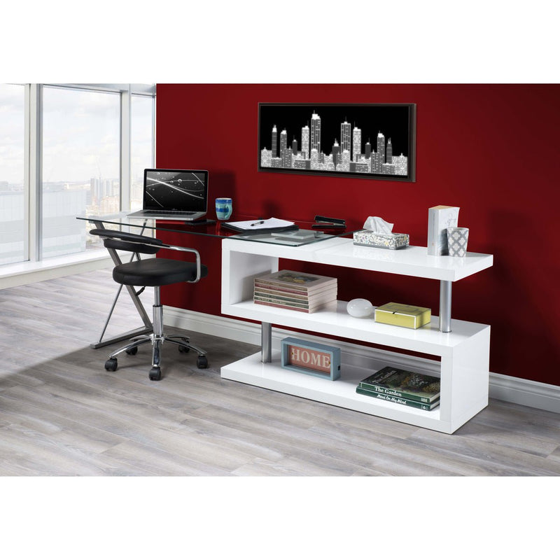 Torino Swivel Computer Desk in White Glossy Finish - MA-739WT-15