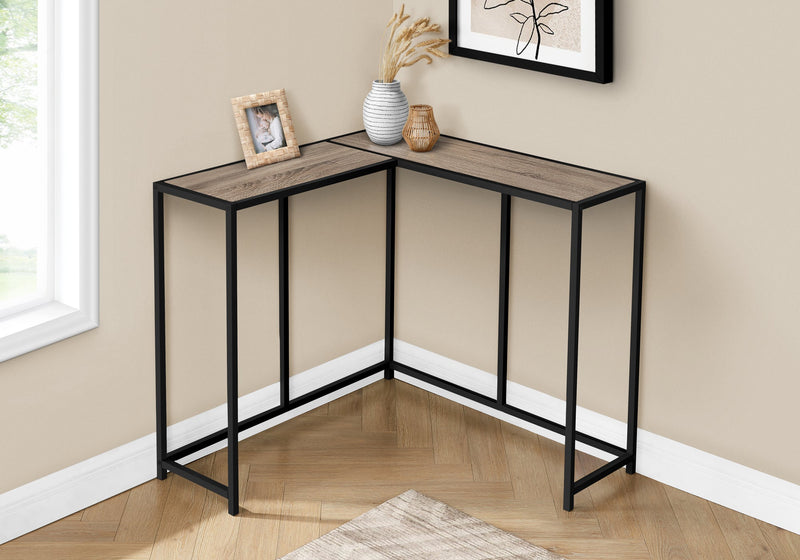 Accent Table - 36"L / Dark Taupe / Black Corner Console - I 2155