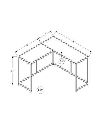 Accent Table - 36"L / White Marble / Black Corner Console - I 2159