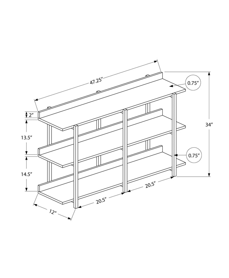 Accent Table - 48"L / Espresso / Black Metal Hall Console - I 2215