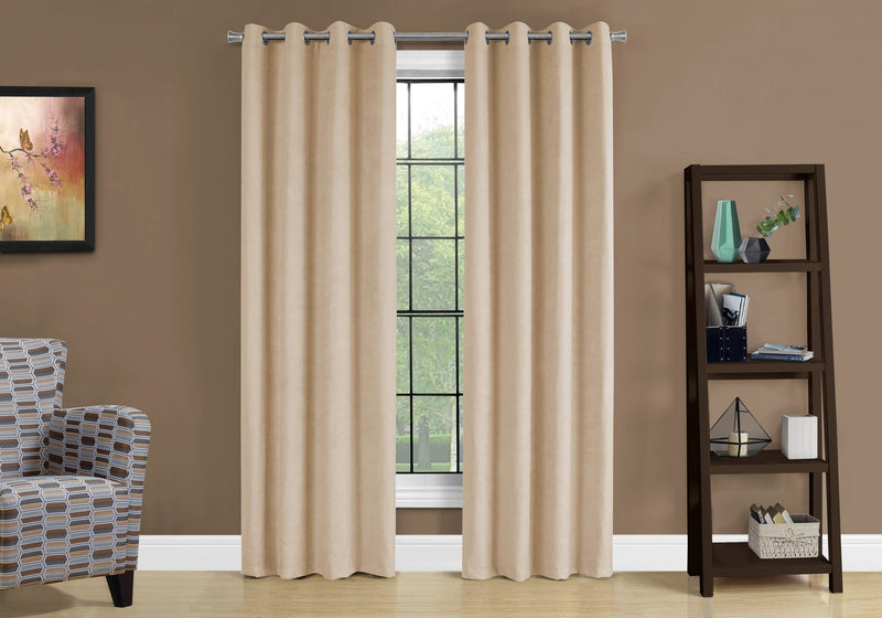 Curtain Panel - 2Pcs / 54"W X 95"H Beige Room Darkening - I 9801