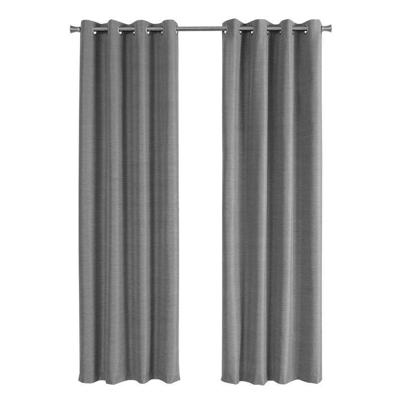 Curtain Panel - 2Pcs / 52"W X 84"H Grey Solid Blackout - I 9841