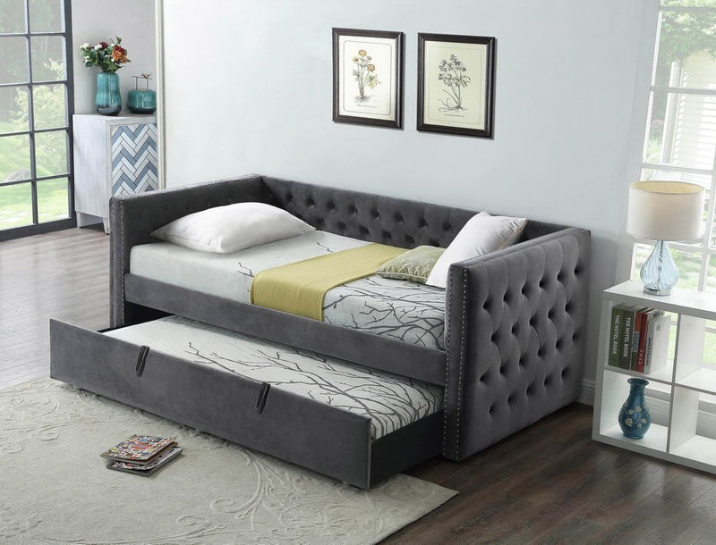 Grey Velvet Twin Day Bed - IF-305-S-G