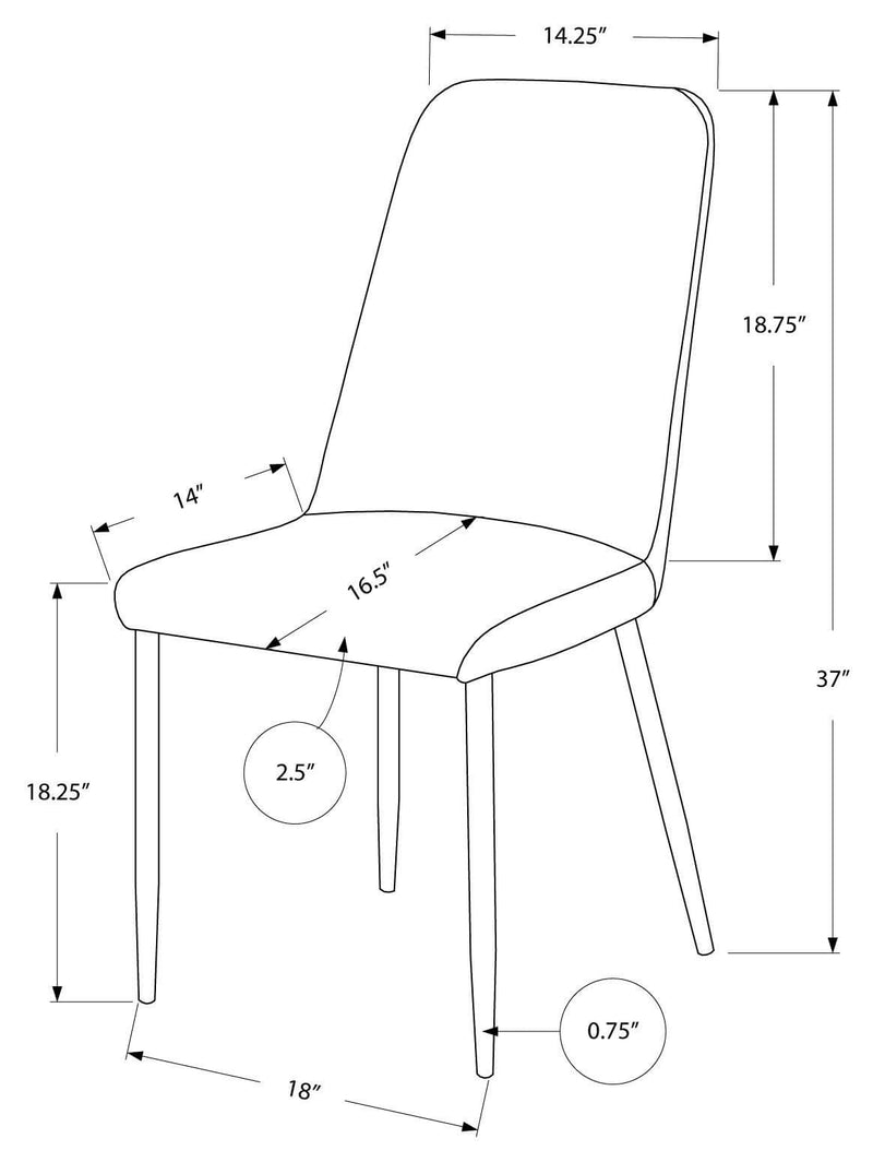 2 Pcs 37"H Black Leather-Look Dining Chair - I 1034