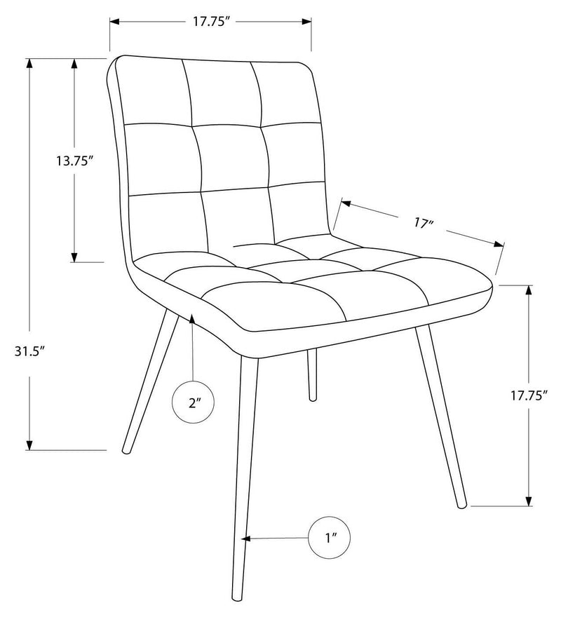 2 Pcs 32"H White Leather-Look Dining Chair - I 1071