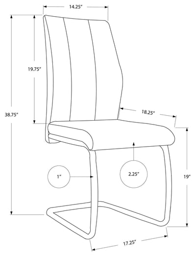 2 Pcs 39"H White Leather-Look Dining Chair - I 1075