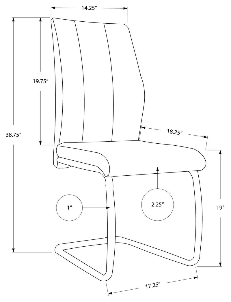 2 Pcs 39"H White Leather-Look Dining Chair - I 1075