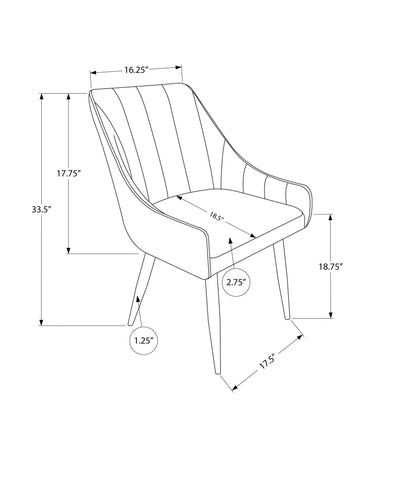 Dining Chair - 2Pcs / 33"H / Black Leather-Look / Chrome - I 1185