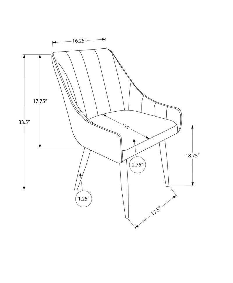 Dining Chair - 2Pcs / 33"H / Black Leather-Look / Chrome - I 1185