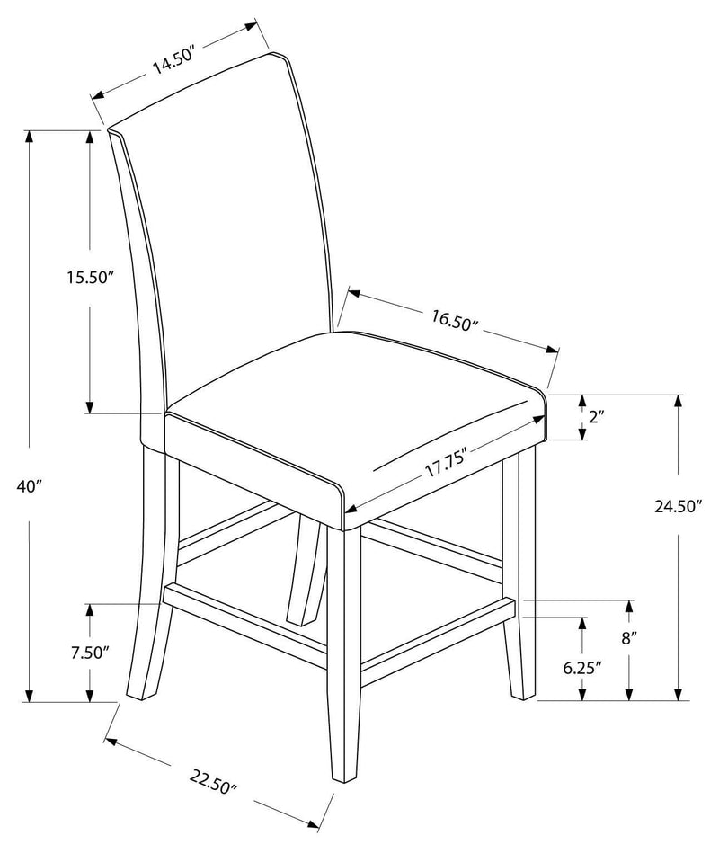 2 Pcs Grey Leather-Look Counter Height Dining Chair - I 1902