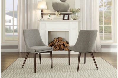 Ultra-modern Dining Chair in Grey Fabric W/ Oak Legs - MA-5048S-GRY