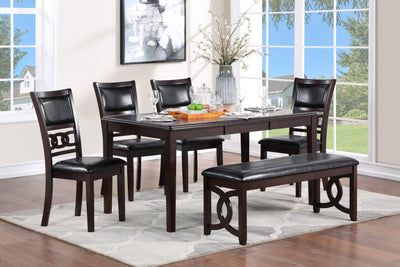 Espresso Finish 6 Pcs Gia Dining set including a Bench - AFD-GIA-6PCS-EBONY