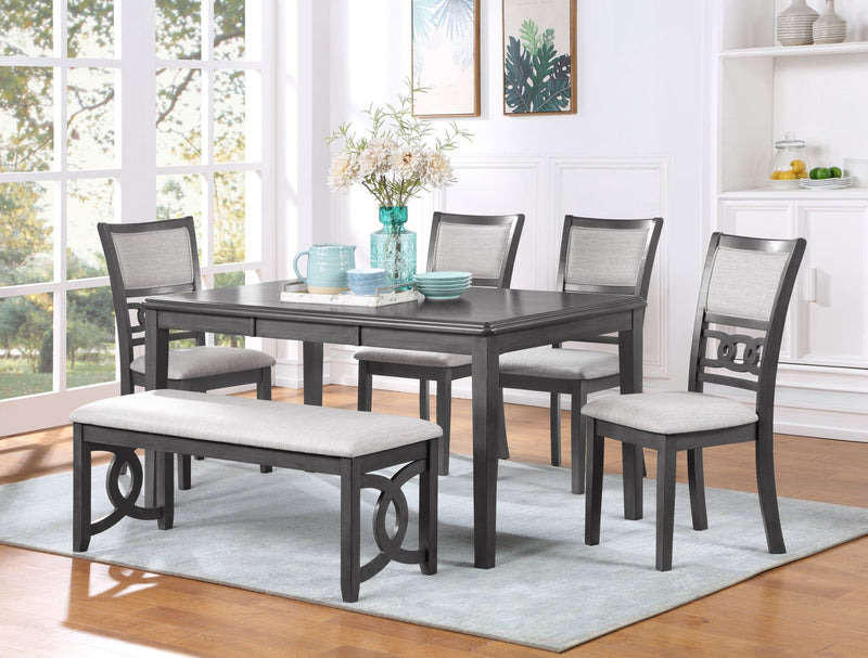 Grey Finish 6 Pcs Gia Dining set including a Bench - AFD-GIA-6PCS-GR