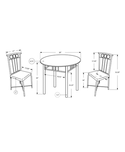 Dining Set - 3Pcs Set / Black Metal And Top - I 1013