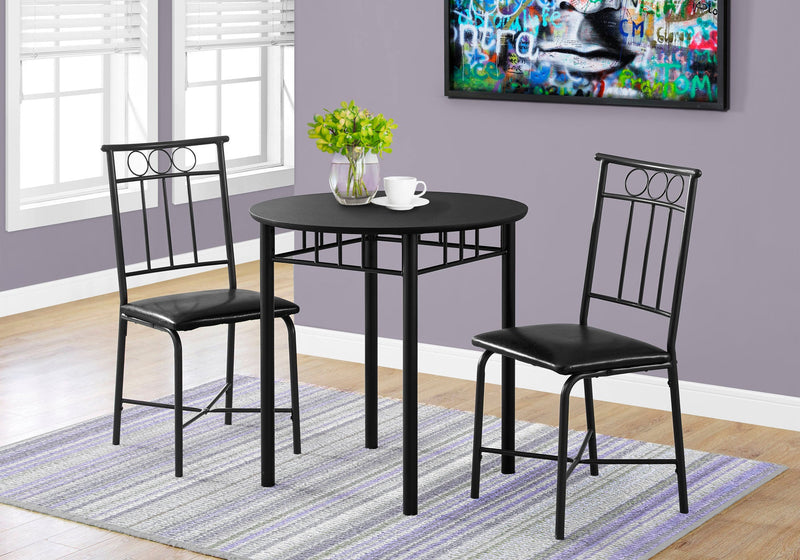 Dining Set - 3Pcs Set / Black Metal And Top - I 1013