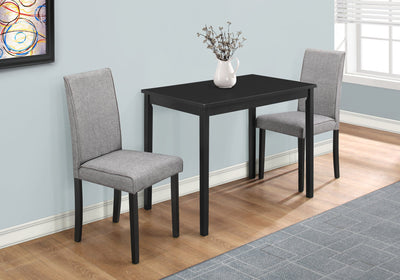 Dining Set - 3Pcs Set / Black / Grey Linen Parson Chairs - I 1016