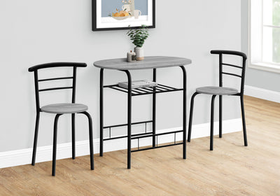 Dining Set - 3Pcs Set / Grey Top / Black Metal - I 1207