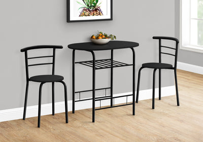 Dining Set - 3Pcs Set / Black Top / Black Metal - I 1208