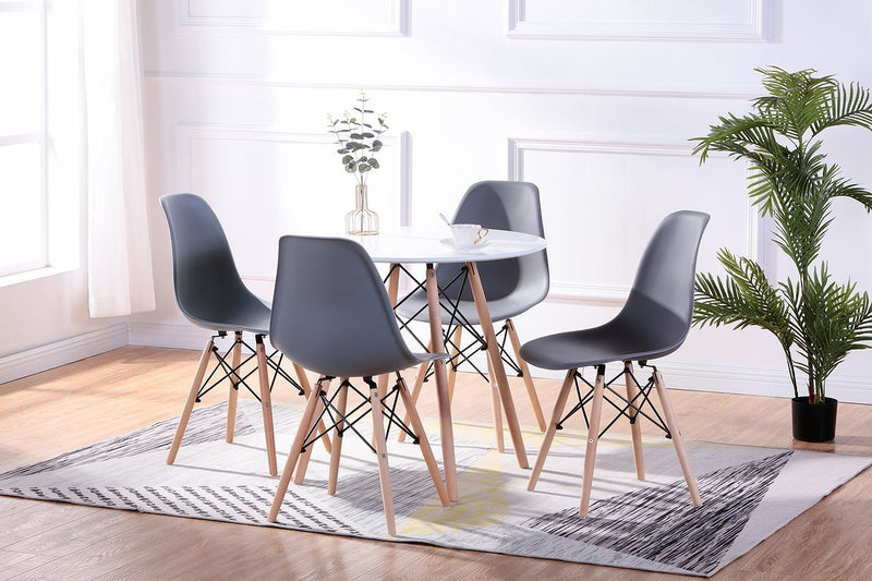 Grey Round Lacquered Eiffel Dinette set - IF-T-1405-C-1423-G-5PCS